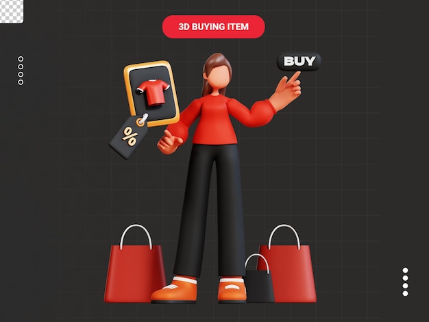 PSD buying item 3d character