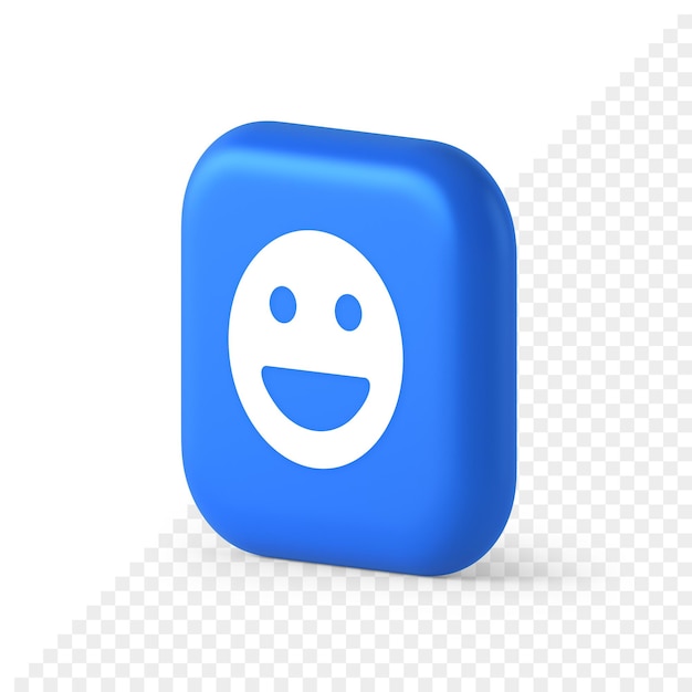 PSD buźka emotikon komiks twarz emoji przycisk śmiejąc się reakcja sieci społecznościowej szczęśliwa ikona izometryczna 3d