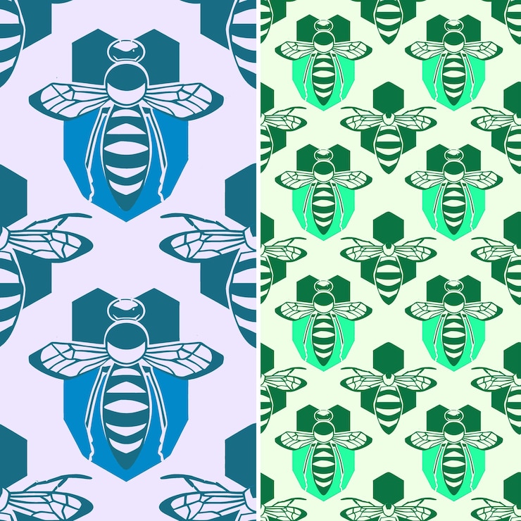 PSD buzzing wasps with black and yellow stripes and vector desig illustration vector pattern designs