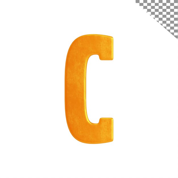 C alphabet gold metallic on transparent background