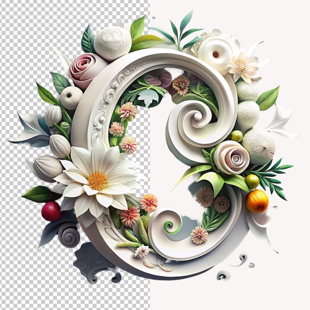 PSD c type floral design on transparent background