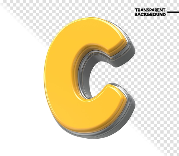 c Yellow Font 3D Render