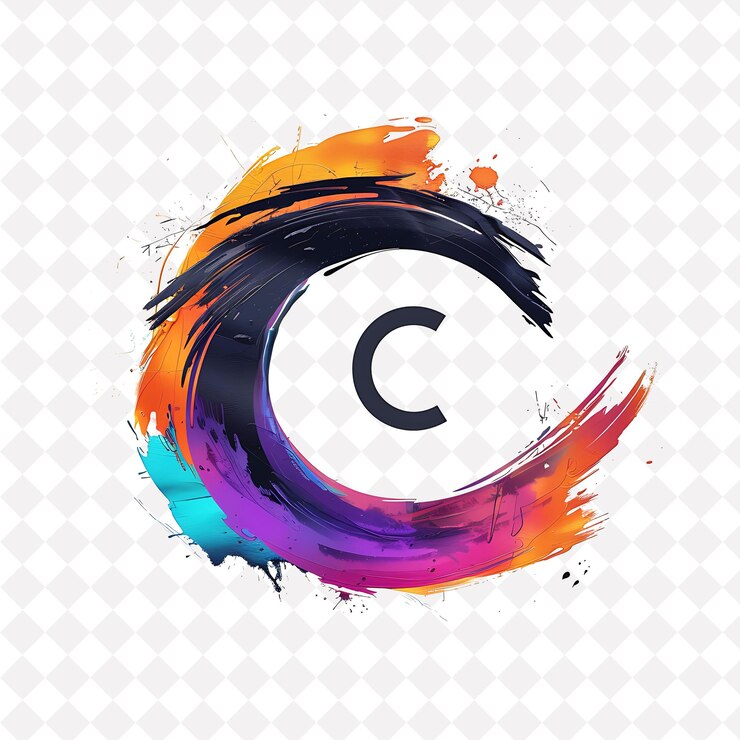 PSD c z ręcznie narysowanym stylem projektowania logo z ilustracją w kształcie litery c wektorowe projekty logo