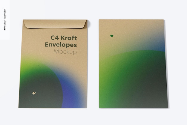 C4 kraft enveloppen mockup, vooraanzicht