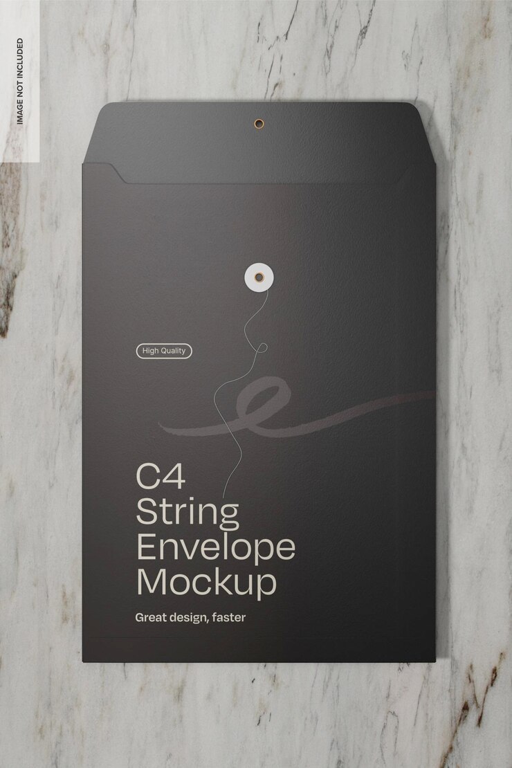 PSD c4 string envelope on marble mockup perspective 02