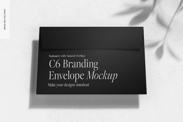 PSD c6 branding envelope mockup, high angle view