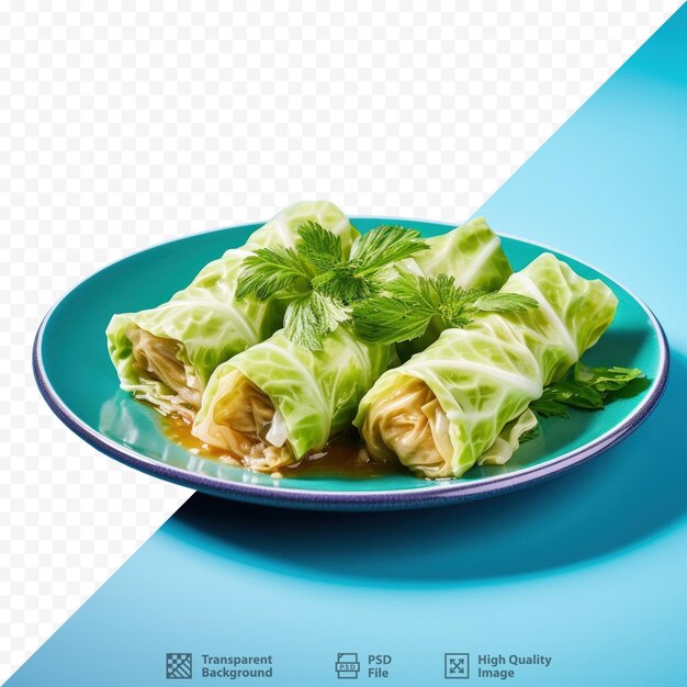 PSD cabbage rolls on transparent background plate isolated on transparent background