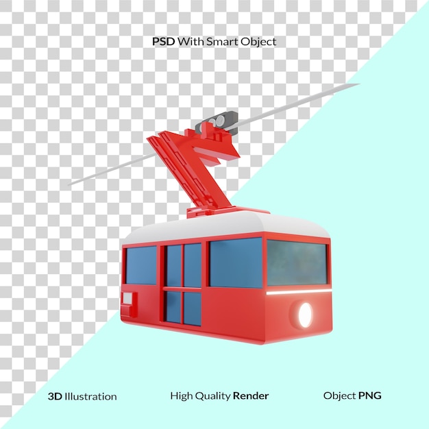 PSD Канатная дорога зима 3d визуализация иллюстрации