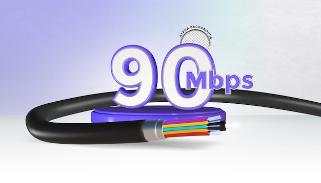 PSD cable fiber optic with 90 mbps speed isolated 3d render background