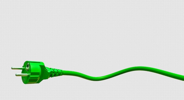 PSD cable and green insulated schuko plug on white background