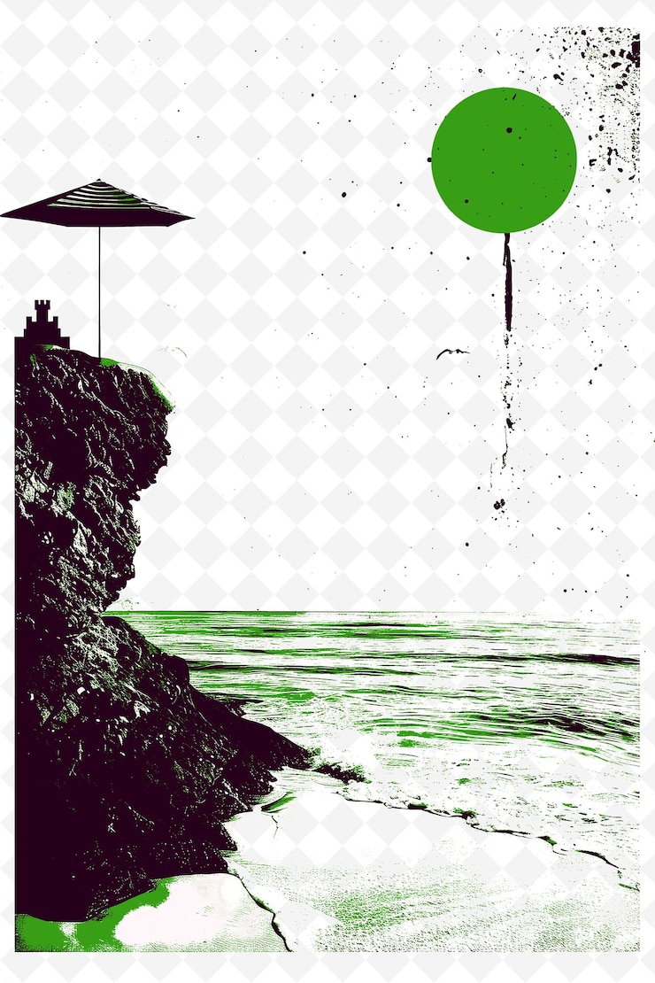 PSD cabo frio beach scene with a beach umbrella and a sandcastle illustration brazilian life and culture
