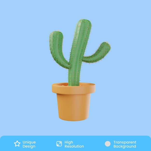 PSD cactus 3d illustratie