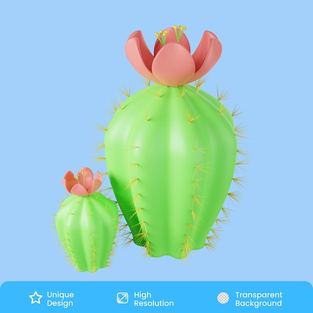 PSD illustrazione 3d del cactus