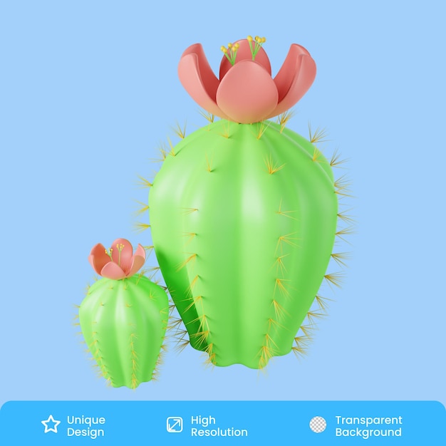 PSD cactus 3d illustration