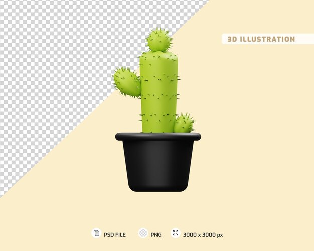 Illustrazione 3d del cactus