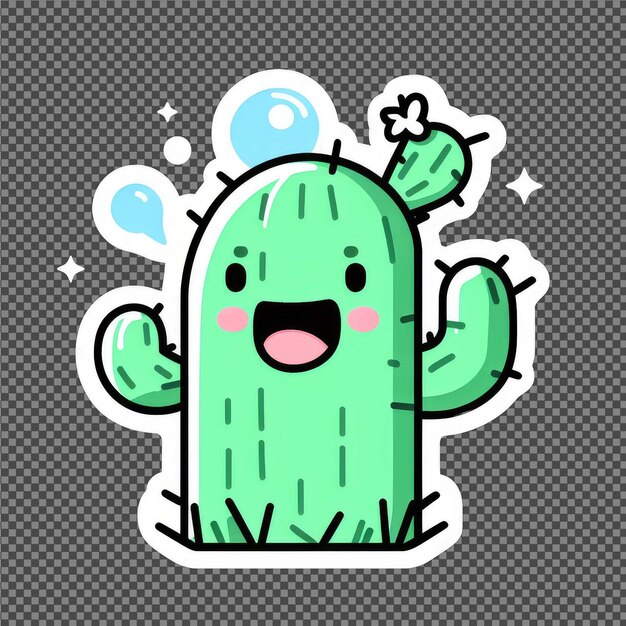 PSD cactus beach party png sticker