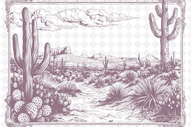 PSD cactus and cactus in the desert