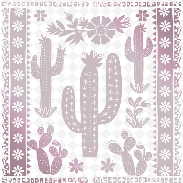 A cactus and cactus pattern with a pink and white background