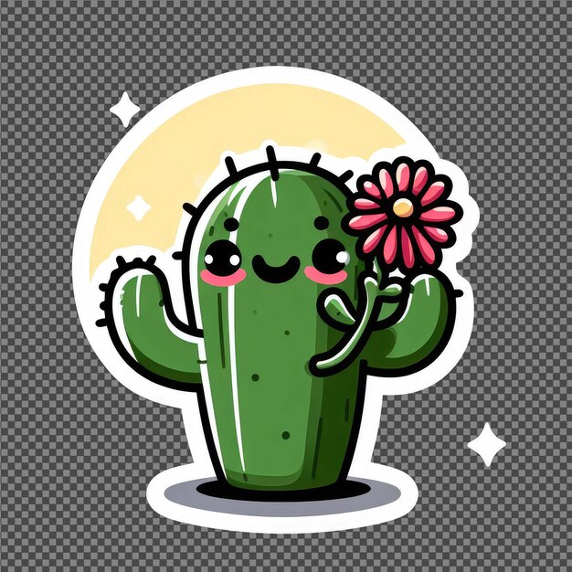 PSD cactus e piuma png sticker