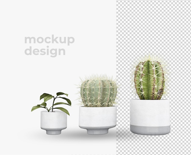 Cactus in pot in 3D-ontwerp van de teruggevende decoratie