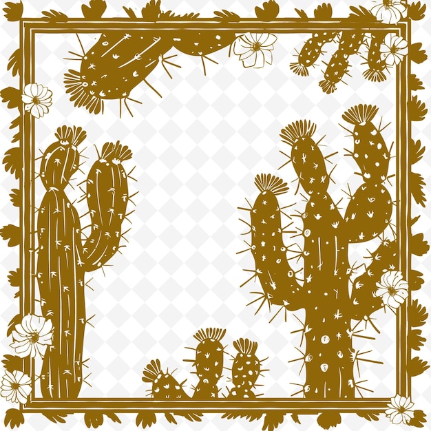 PSD cactus line art met doornen en bloemen voor decoraties in t outline scribble arts of nature decor