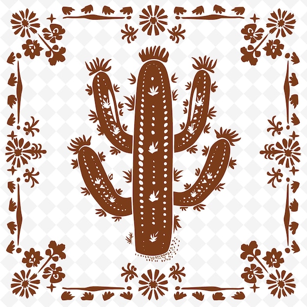 PSD cactus line art z kolcami i kwiatami do dekoracji w t outline scribble arts of nature decor