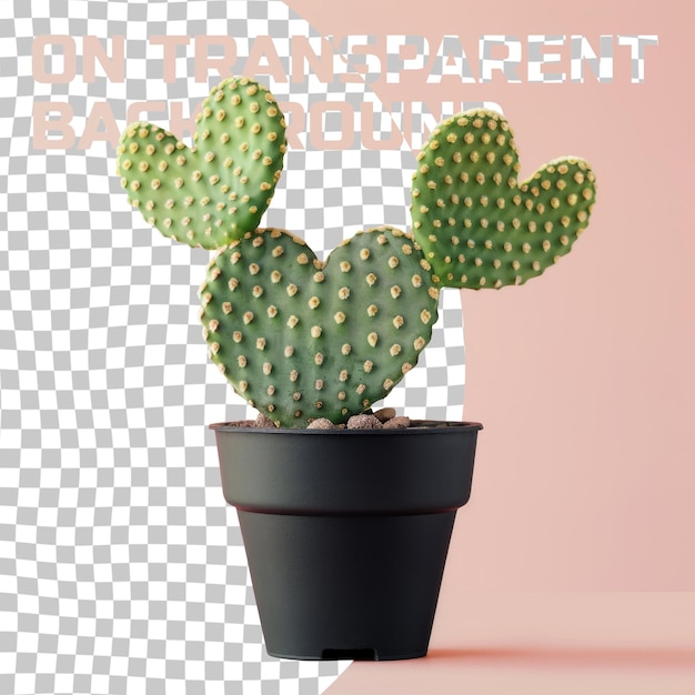 PSD a cactus plant with a pink background with a heart shaped cactus in the middle