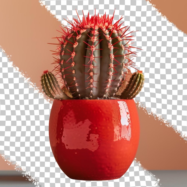 PSD una pianta di cactus con un vaso rosso con le parole cactus su di esso