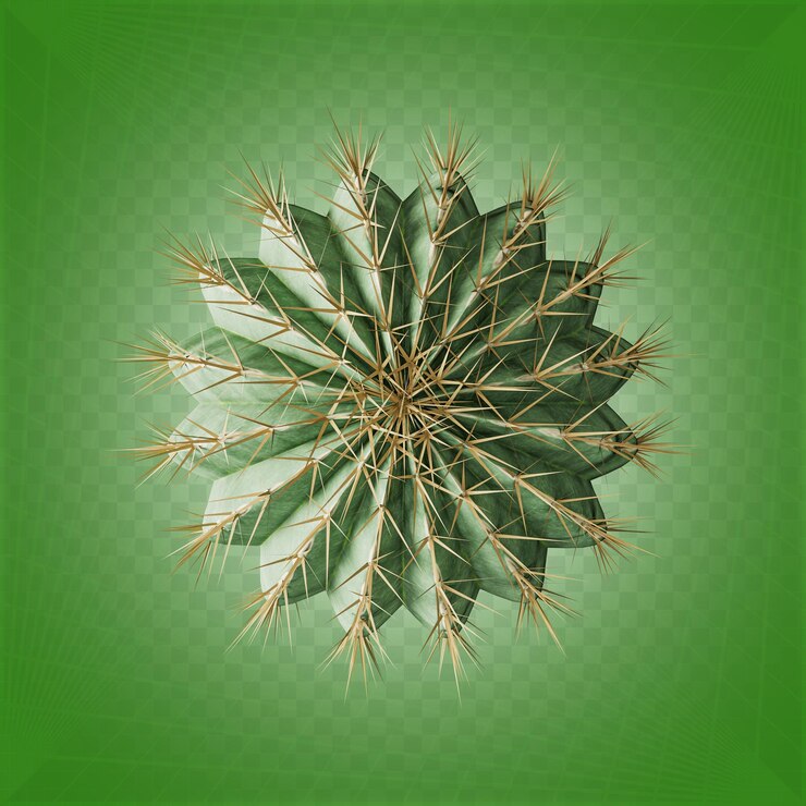 PSD cactus round top view render 3d for composition