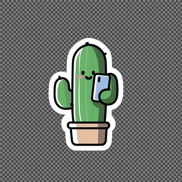 PSD cactus and shooting star png sticker