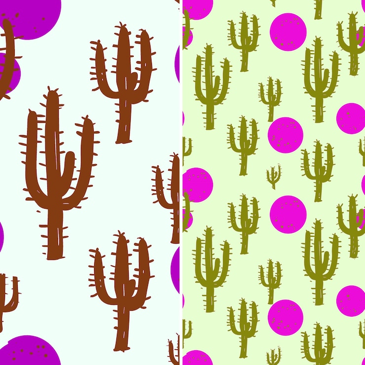 PSD cactus with desert landscape silhouette and simple design wi illustration vector pattern designs