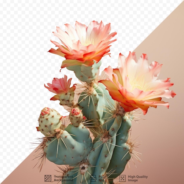 PSD a cactus with flowers on it