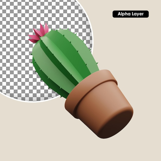 PSD cactussen 3d-rendering icoon