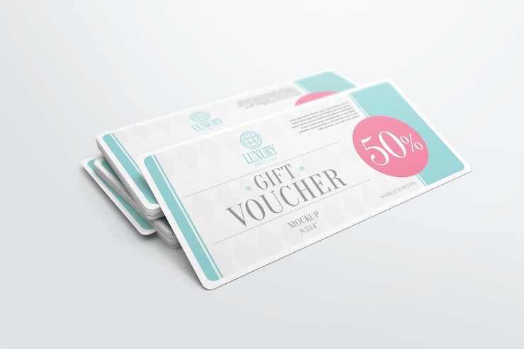 PSD cadeaubon stapel mockup