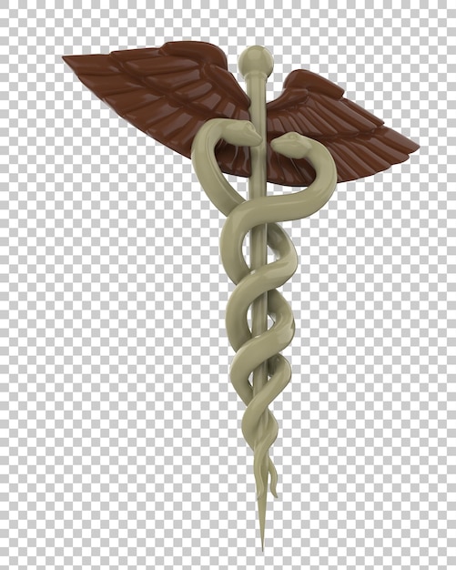 PSD caduceus isolated on transparent background 3d rendering illustration