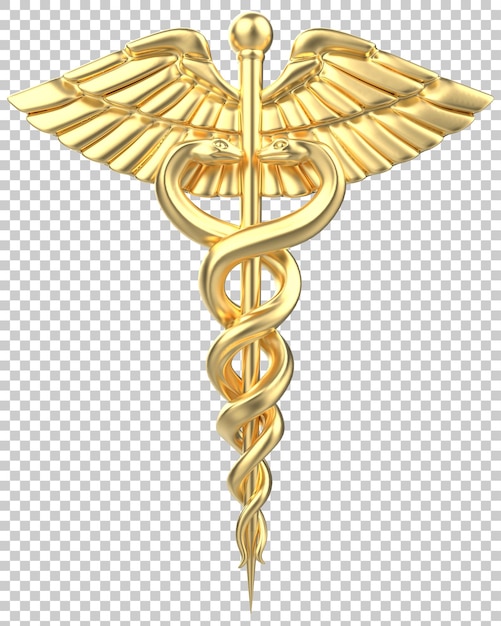 PSD caduceus isolated on transparent background 3d rendering illustration