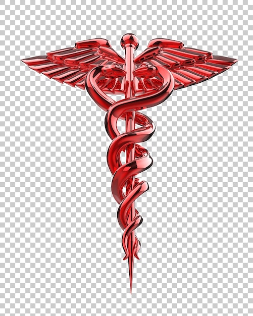 PSD caduceus isolated on transparent background 3d rendering illustration