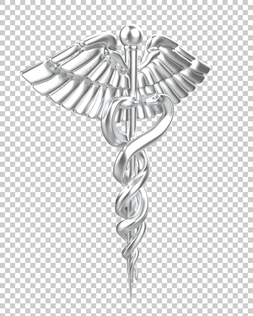 PSD caduceus isolated on transparent background 3d rendering illustration