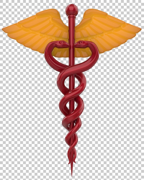 Caduceus op transparante achtergrond 3d-rendering illustratie