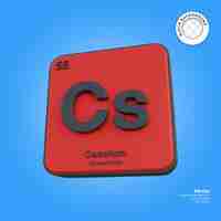 PSD caesium chemical element periodic table 3d render