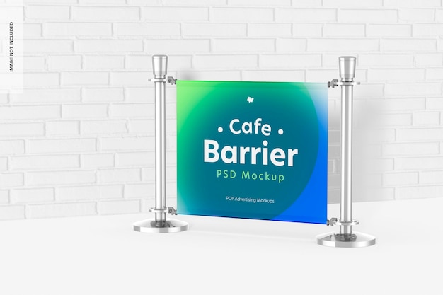 Cafe barrier mockup, linkeraanzicht