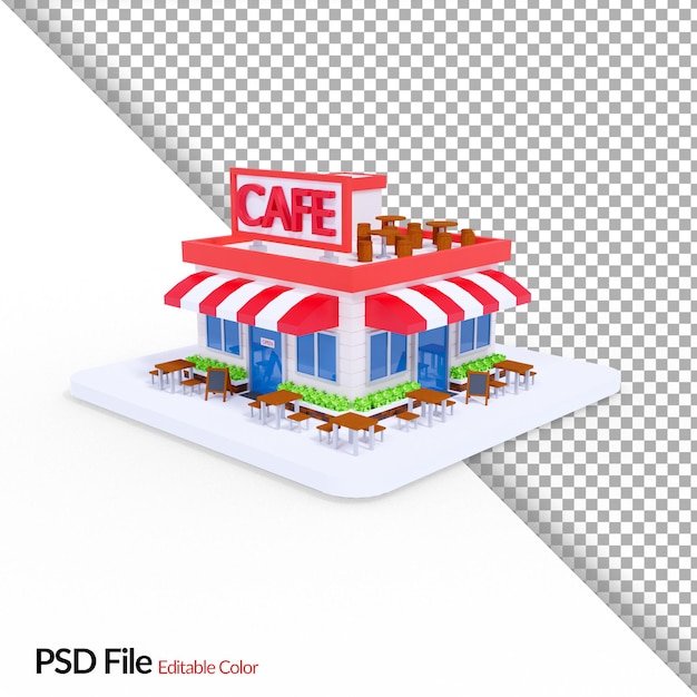 Cafe illustration in 3d rendering