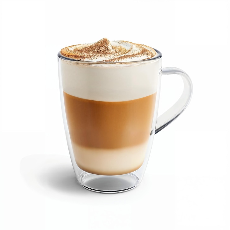 PSD cafe latte or cappuccino in transparent background