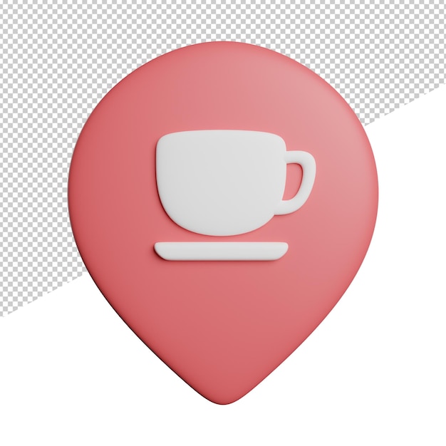 Cafe location maps front view 3d rendering icon illustration on transparent background