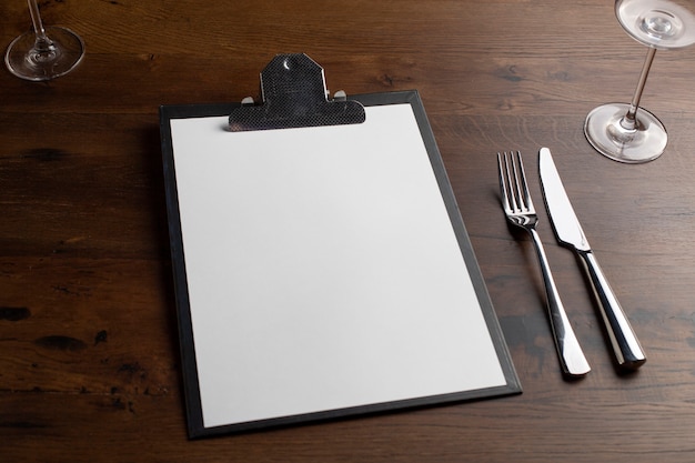 Cafe menu mock-up with clipboard