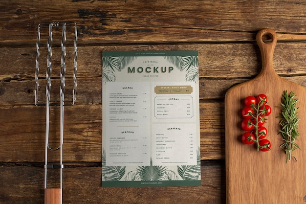 Cafe menu mock-up with paper