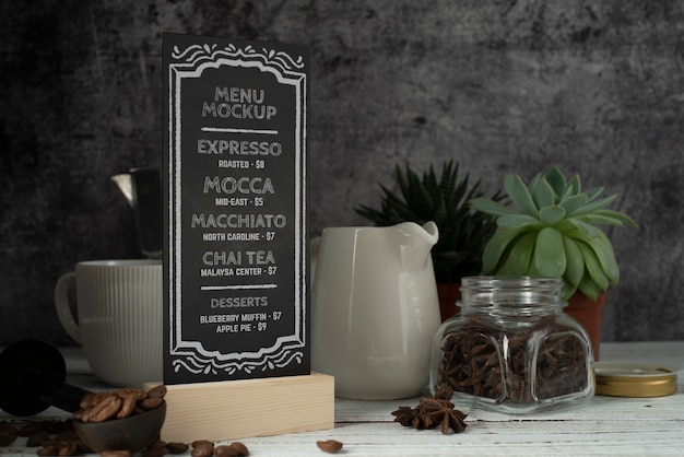 Design del mockup del menu del caffè