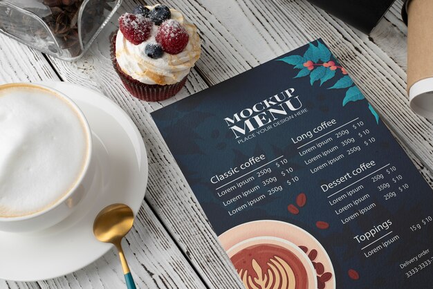 Cafe menu mockup design