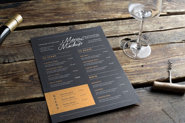 PSD cafe paper menu mock-up