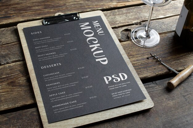 Cafe paper menu mock-up